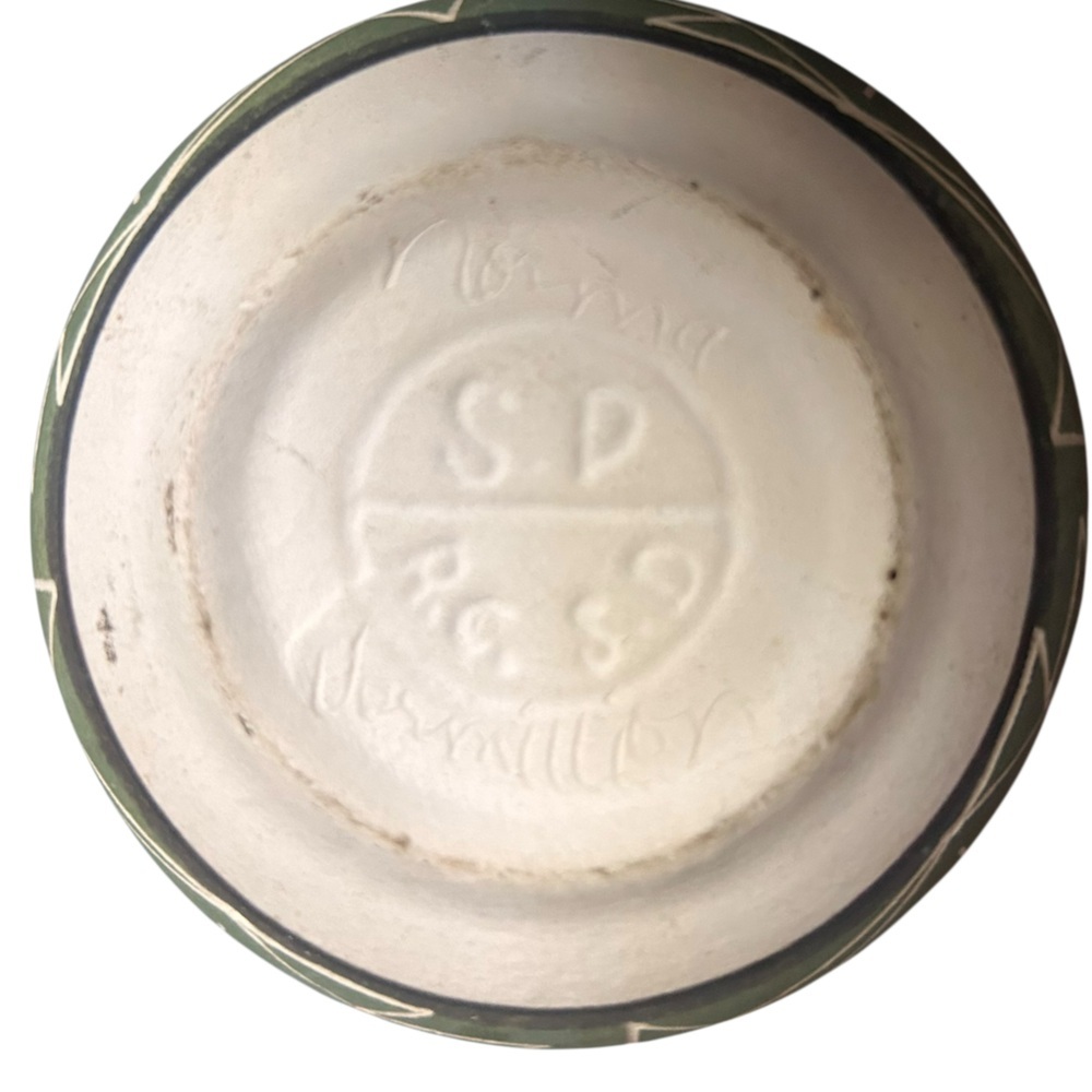Vintage Souix Pottery Trinket Dish With Lid Southwestern Vermillion Geometric - Picture 8 of 9